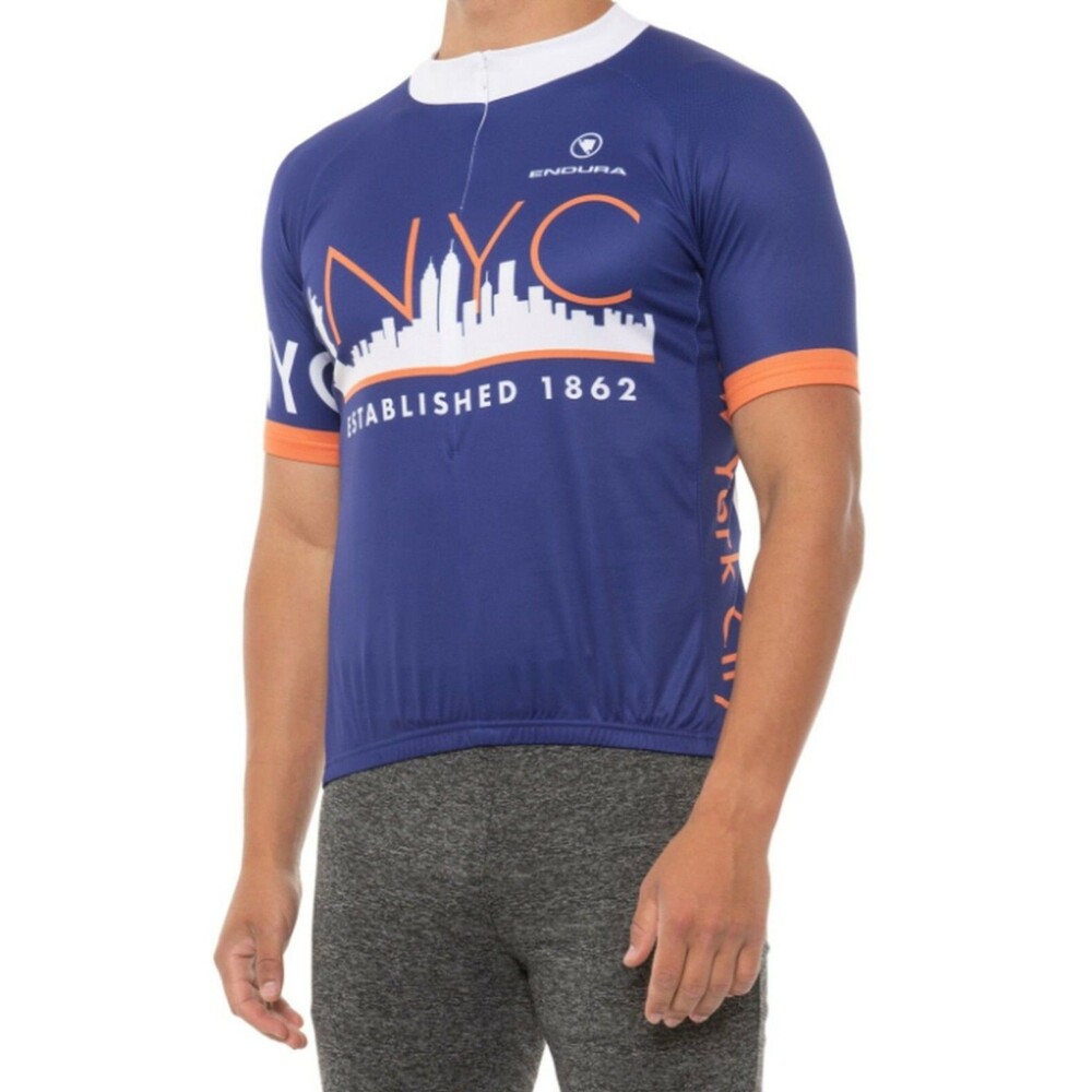 ENDURA Mens Zip Neck New York City S/S Cycling Jersey Blue size XL MSRP $85 NEW